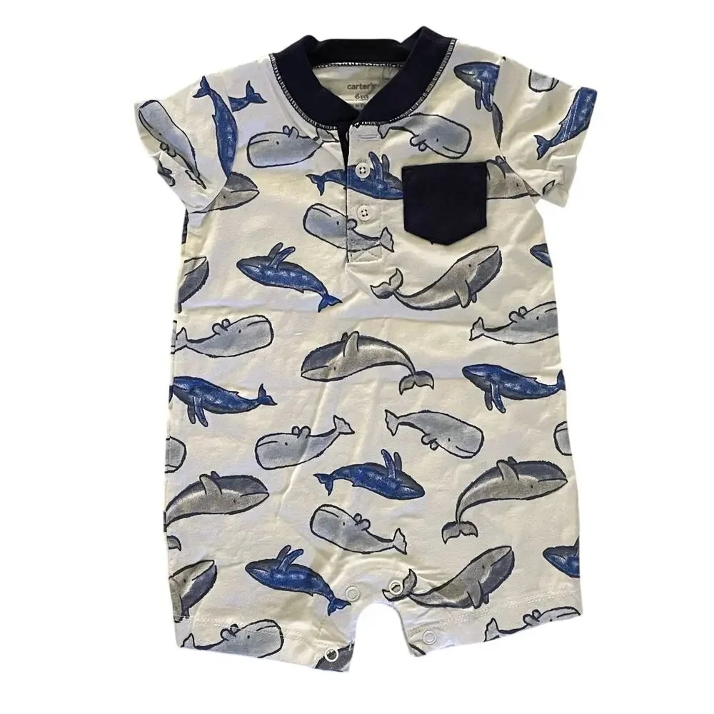 Carter's Baby Blue Whale 2 piece Bodysuit Set 6M